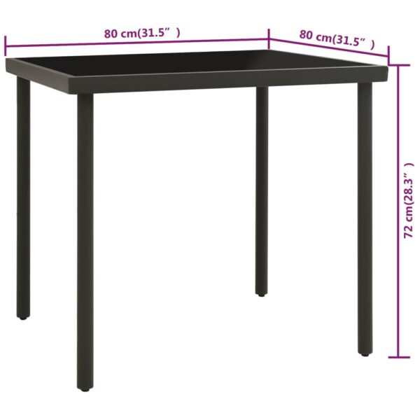 vidaXL Patio Dining Table Anthracite 31.5"x31.5"x28.3" Glass and Steel - Image 4