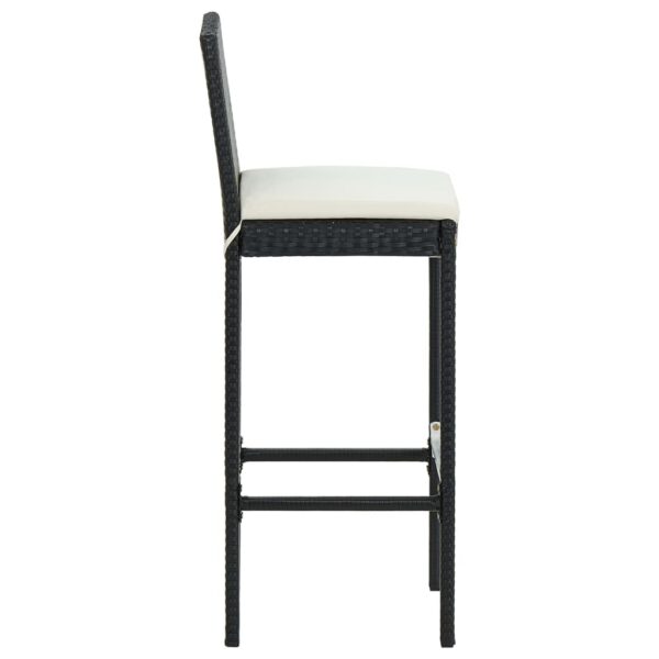 vidaXL Garden Bar Stools with Cushions 2 pcs Black Poly Rattan - Image 5