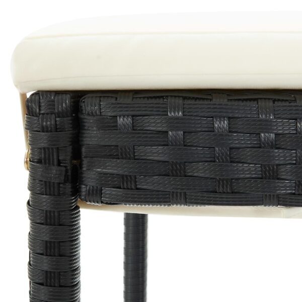 vidaXL Garden Bar Stools with Cushions 2 pcs Black Poly Rattan - Image 8