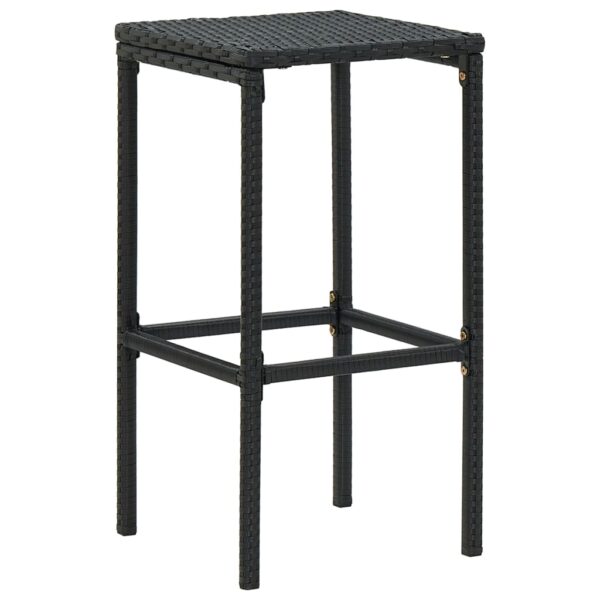 vidaXL Bar Stools with Cushions 2 pcs Black Poly Rattan - Image 3