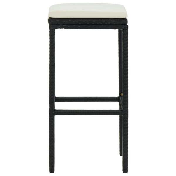 vidaXL Bar Stools with Cushions 2 pcs Black Poly Rattan - Image 5