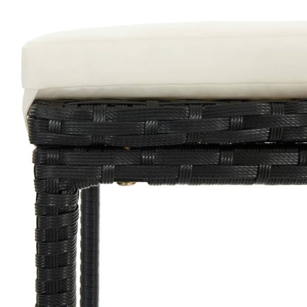 vidaXL Bar Stools with Cushions 2 pcs Black Poly Rattan - Image 6