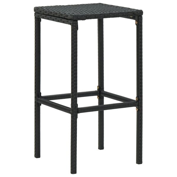 vidaXL Bar Stools with Cushions 4 pcs Black Poly Rattan - Image 3