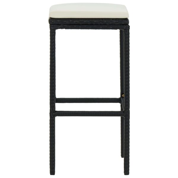 vidaXL Bar Stools with Cushions 4 pcs Black Poly Rattan - Image 4