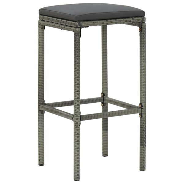 vidaXL Bar Stools with Cushions 4 pcs Gray Poly Rattan - Image 2