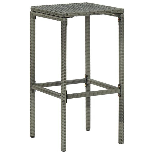 vidaXL Bar Stools with Cushions 4 pcs Gray Poly Rattan - Image 3