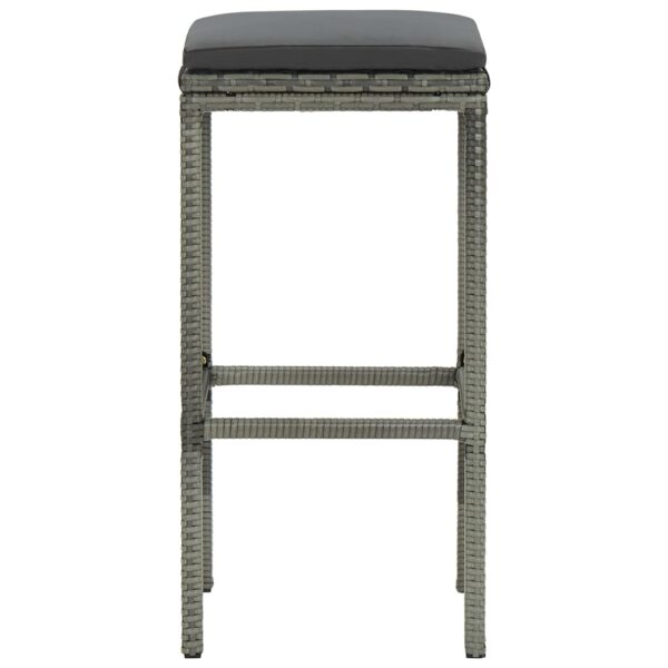 vidaXL Bar Stools with Cushions 6 pcs Gray Poly Rattan - Image 4