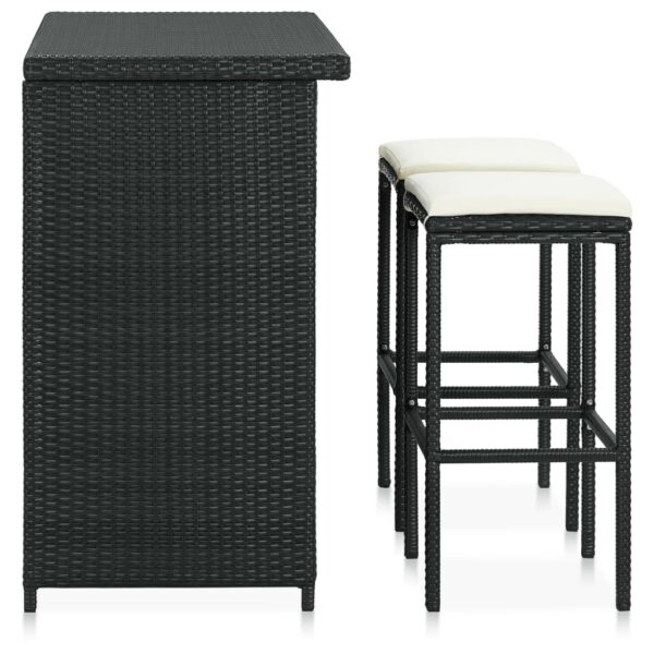 vidaXL 3 Piece Bar Set Poly Rattan Black - Image 3