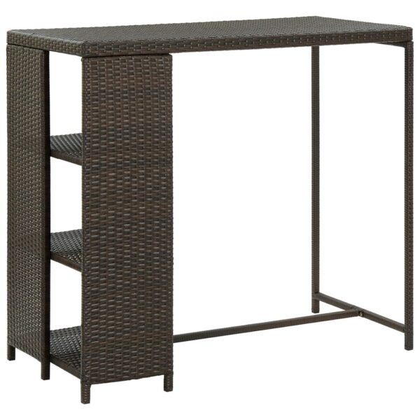 vidaXL Bar Table with Storage Rack Brown 47.2"x23.6"x43.3" Poly Rattan