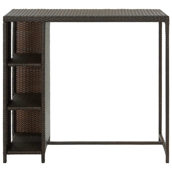 vidaXL Bar Table with Storage Rack Brown 47.2"x23.6"x43.3" Poly Rattan - Image 2