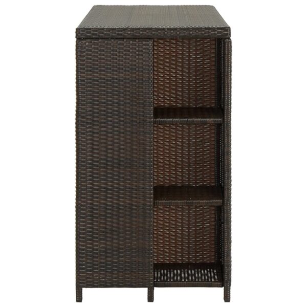 vidaXL Bar Table with Storage Rack Brown 47.2"x23.6"x43.3" Poly Rattan - Image 3