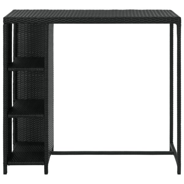 vidaXL Bar Table with Storage Rack Black 47.2"x23.6"x43.3" Poly Rattan - Image 2