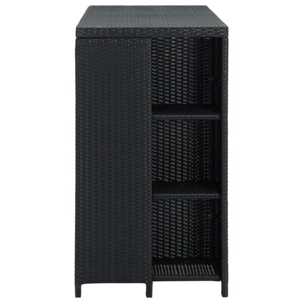 vidaXL Bar Table with Storage Rack Black 47.2"x23.6"x43.3" Poly Rattan - Image 3