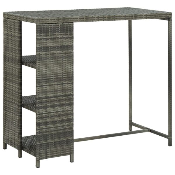 vidaXL Bar Table with Storage Rack Gray 47.2"x23.6"x43.3" Poly Rattan