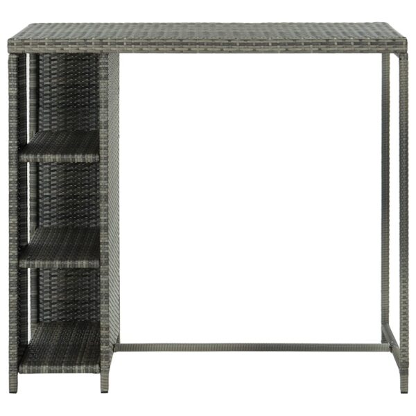 vidaXL Bar Table with Storage Rack Gray 47.2"x23.6"x43.3" Poly Rattan - Image 2