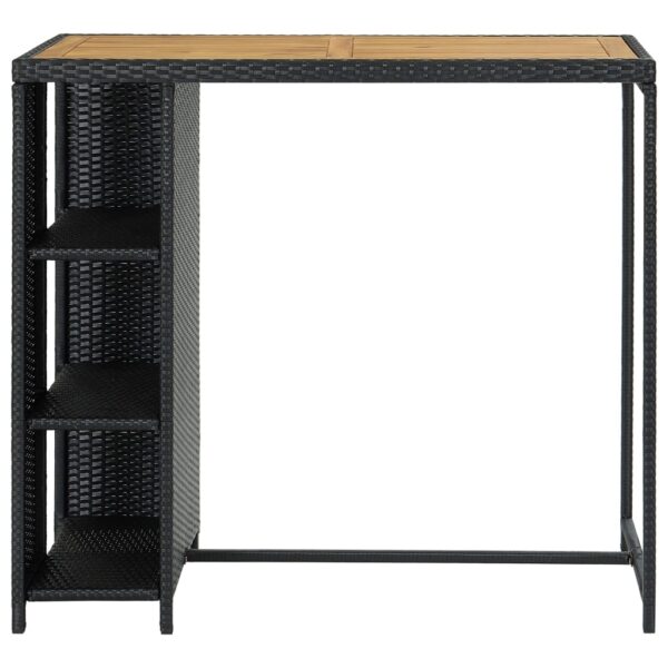 vidaXL Bar Table with Storage Rack Black 47.2"x23.6"x43.3" Poly Rattan - Image 2