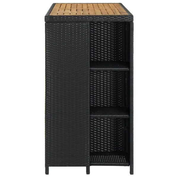 vidaXL Bar Table with Storage Rack Black 47.2"x23.6"x43.3" Poly Rattan - Image 3