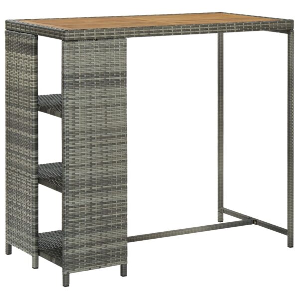 vidaXL Bar Table with Storage Rack Gray 47.2"x23.6"x43.3" Poly Rattan