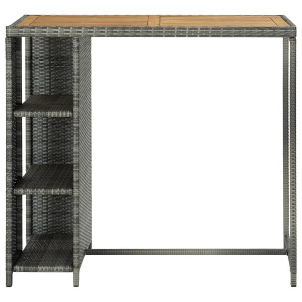 vidaXL Bar Table with Storage Rack Gray 47.2"x23.6"x43.3" Poly Rattan - Image 2