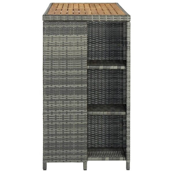 vidaXL Bar Table with Storage Rack Gray 47.2"x23.6"x43.3" Poly Rattan - Image 3