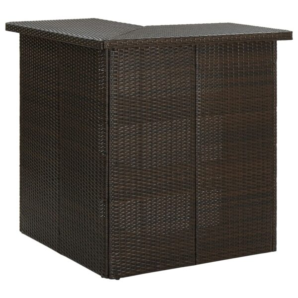 vidaXL Corner Bar Table Brown 39.4"x19.7"x41.3" Poly Rattan