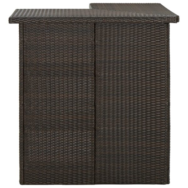 vidaXL Corner Bar Table Brown 39.4"x19.7"x41.3" Poly Rattan - Image 2