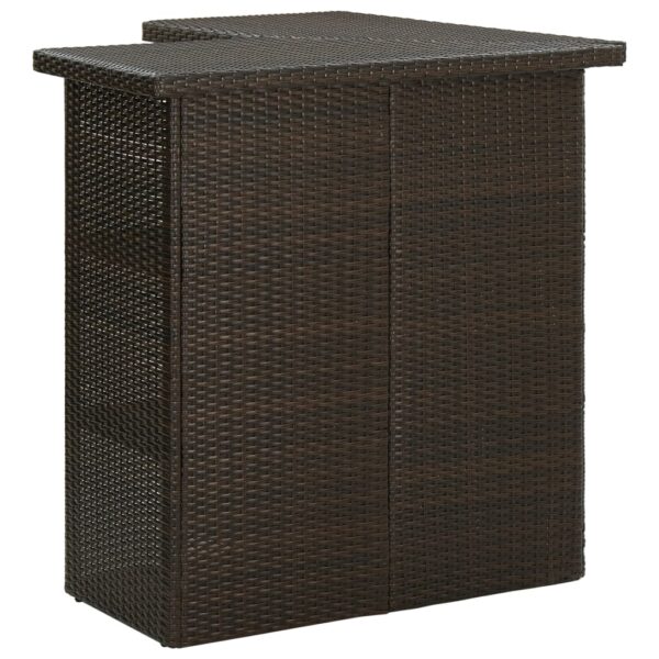 vidaXL Corner Bar Table Brown 39.4"x19.7"x41.3" Poly Rattan - Image 3