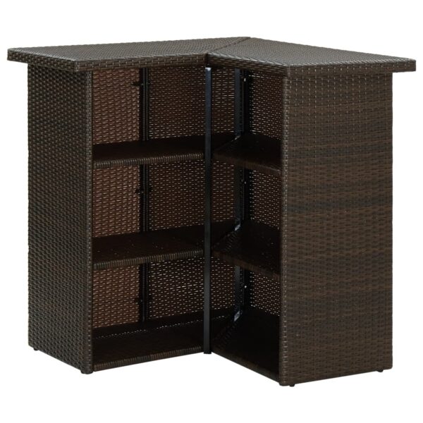 vidaXL Corner Bar Table Brown 39.4"x19.7"x41.3" Poly Rattan - Image 4