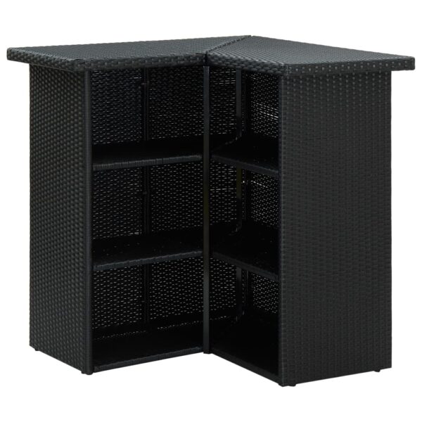 vidaXL Corner Bar Table Black 39.4"x19.7"x41.3" Poly Rattan - Image 4