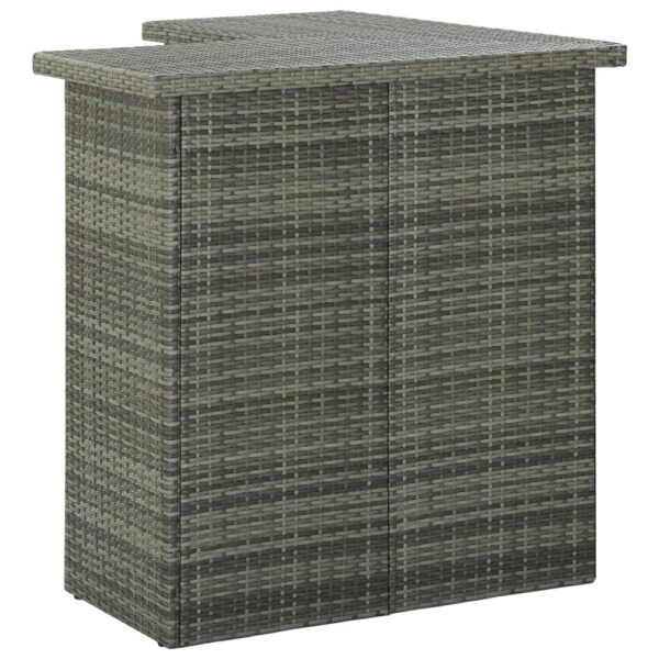 vidaXL Corner Bar Table Gray 39.4"x19.7"x41.3" Poly Rattan - Image 3