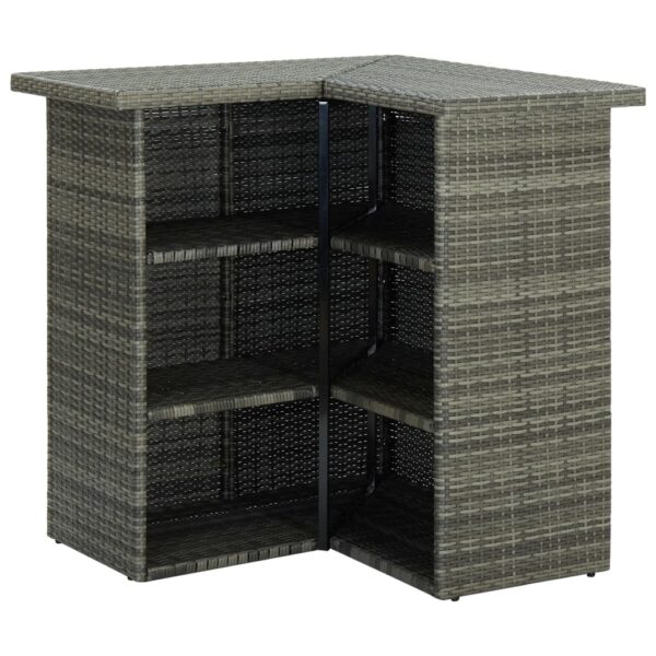 vidaXL Corner Bar Table Gray 39.4"x19.7"x41.3" Poly Rattan - Image 4