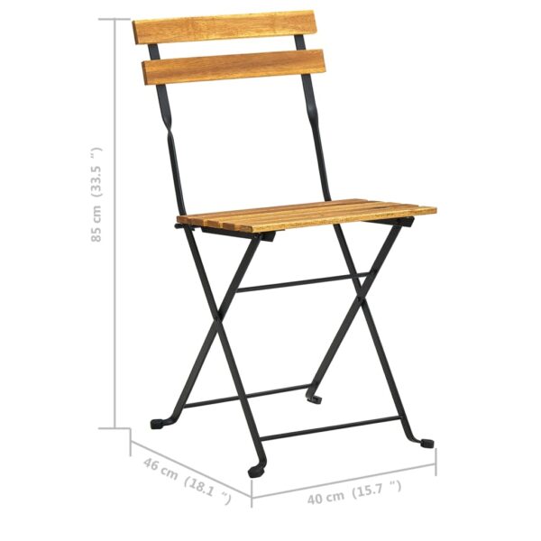 vidaXL Folding Patio Chairs 2 pcs Steel and Solid Acacia Wood - Image 10