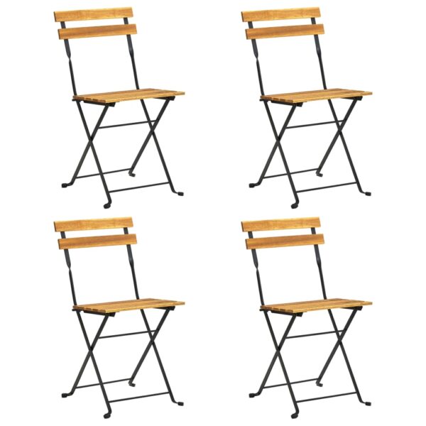 vidaXL Folding Bistro Chair 4 pcs Solid Acacia Wood - Image 2