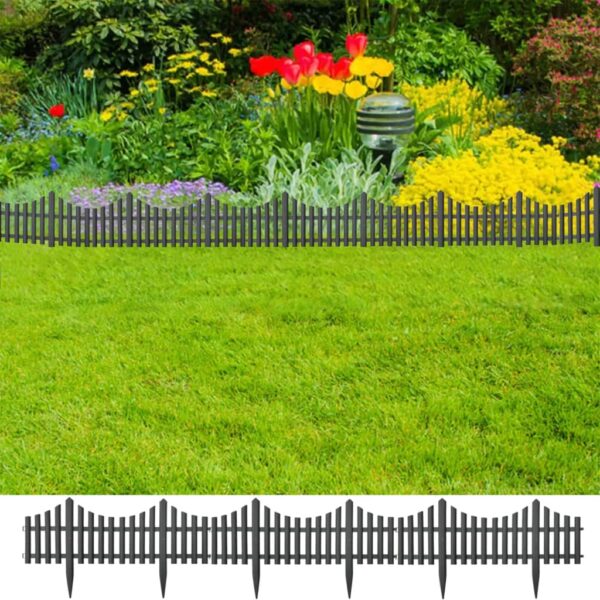 vidaXL Lawn Edgings 17 pcs Anthracite 32.8' PP