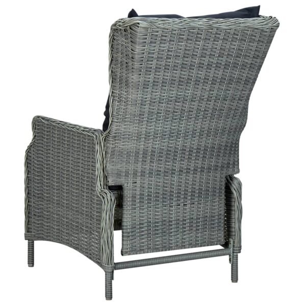 vidaXL Reclining Patio Chair with Cushions Poly Rattan Light Gray - Image 5