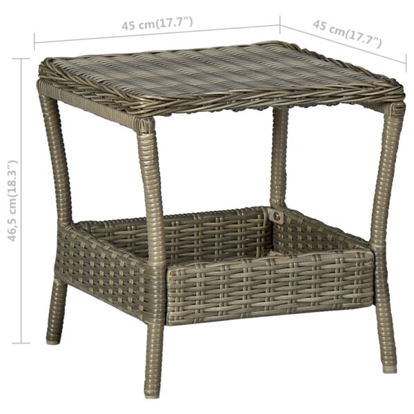 vidaXL Patio Table Brown 7.7"x17.7"x18.3" Poly Rattan - Image 5