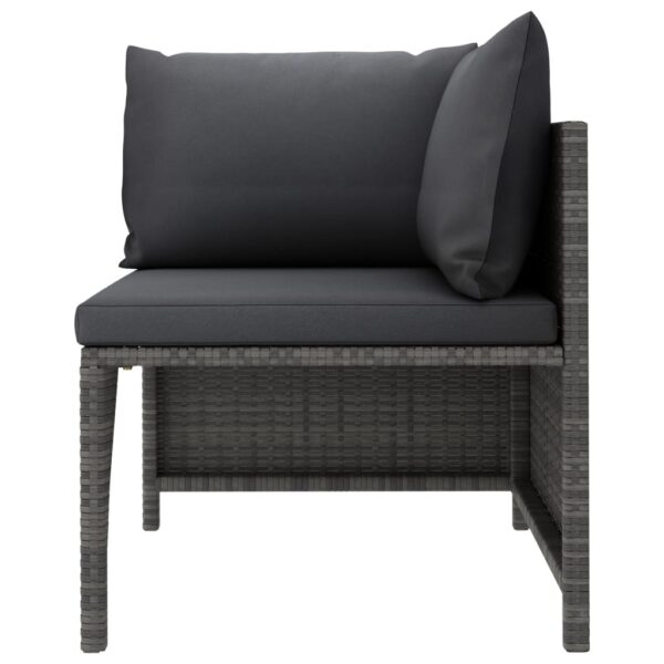 vidaXL Sectional Corner Sofa with Cushions Gray Poly Rattan - Image 2