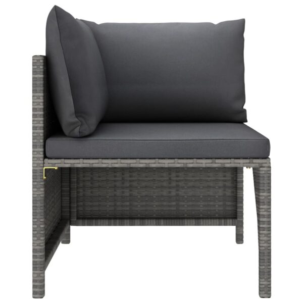 vidaXL Sectional Corner Sofa with Cushions Gray Poly Rattan - Image 3