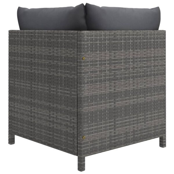 vidaXL Sectional Corner Sofa with Cushions Gray Poly Rattan - Image 4