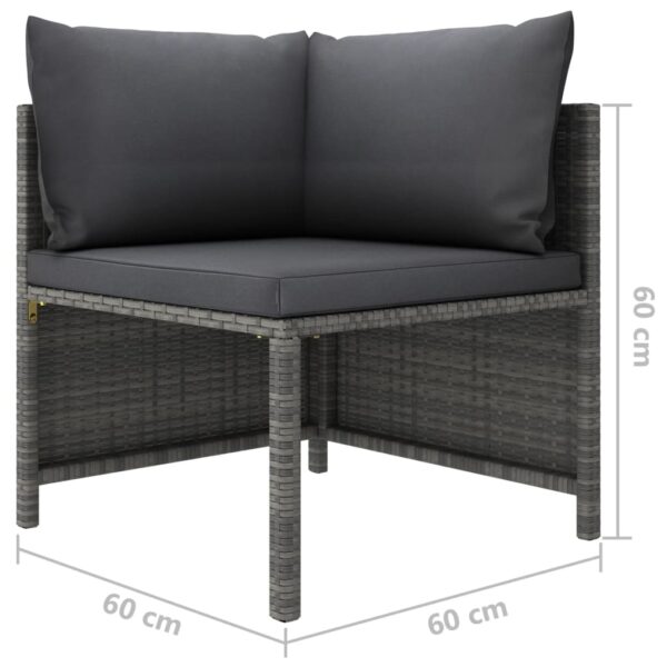 vidaXL Sectional Corner Sofa with Cushions Gray Poly Rattan - Image 5