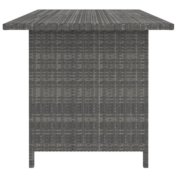 vidaXL Patio Dining Table Gray 43.3"x27.6"x25.6" Poly Rattan - Image 3