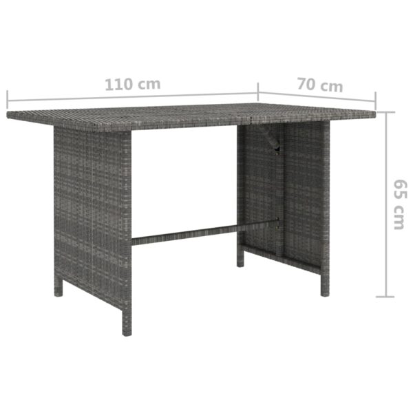 vidaXL Patio Dining Table Gray 43.3"x27.6"x25.6" Poly Rattan - Image 4