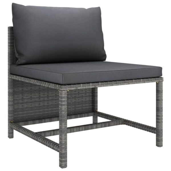 vidaXL 3-Seater Patio Sofa with Cushions Gray Poly Rattan - Image 4