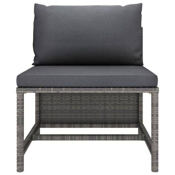 vidaXL 3-Seater Patio Sofa with Cushions Gray Poly Rattan - Image 5