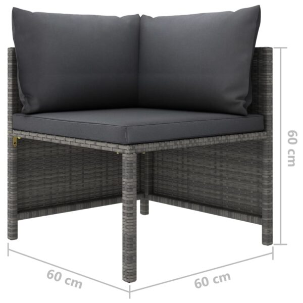 vidaXL 3-Seater Patio Sofa with Cushions Gray Poly Rattan - Image 6