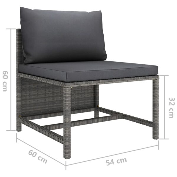 vidaXL 3-Seater Patio Sofa with Cushions Gray Poly Rattan - Image 7