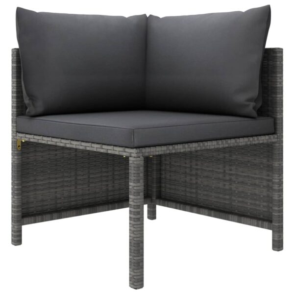 vidaXL 4 Piece Patio Lounge Set with Cushions Poly Rattan Gray - Image 2