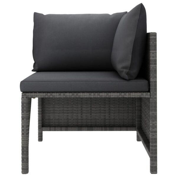 vidaXL 4 Piece Patio Lounge Set with Cushions Poly Rattan Gray - Image 4