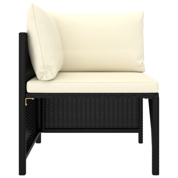 vidaXL Sectional Corner Sofa with Cushions Black Poly Rattan - Image 3