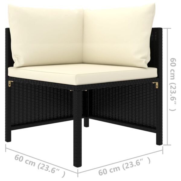 vidaXL Sectional Corner Sofa with Cushions Black Poly Rattan - Image 5